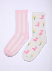 2 pack cowgirl cosy ankle socks