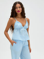 Broderie cotton long pyjama set
