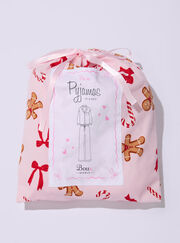 Kids' gingerbread & candy cane fleece pyjamas in a bag
