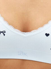 Bow embroidered seamless bralette