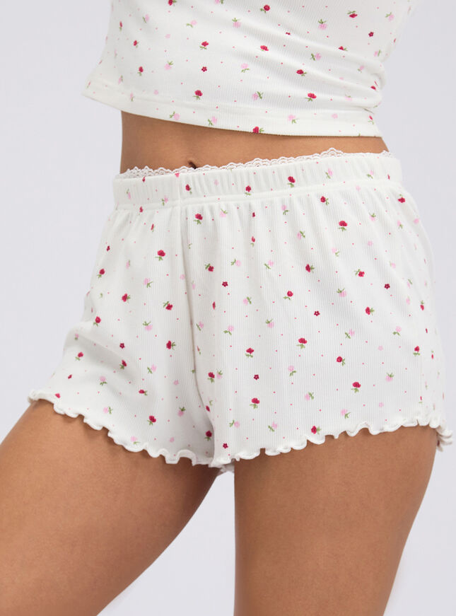 Floral ribbed short pyjama set