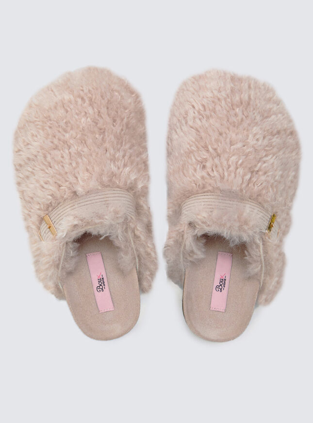 Teddy fleece clog mule slippers