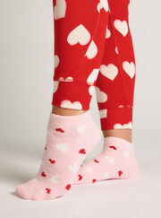 2 pack heart fluffy trainer socks