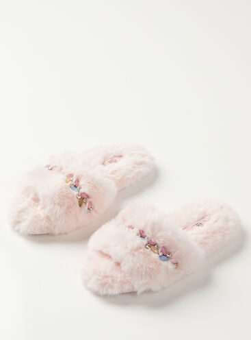 Embellished pink slippers