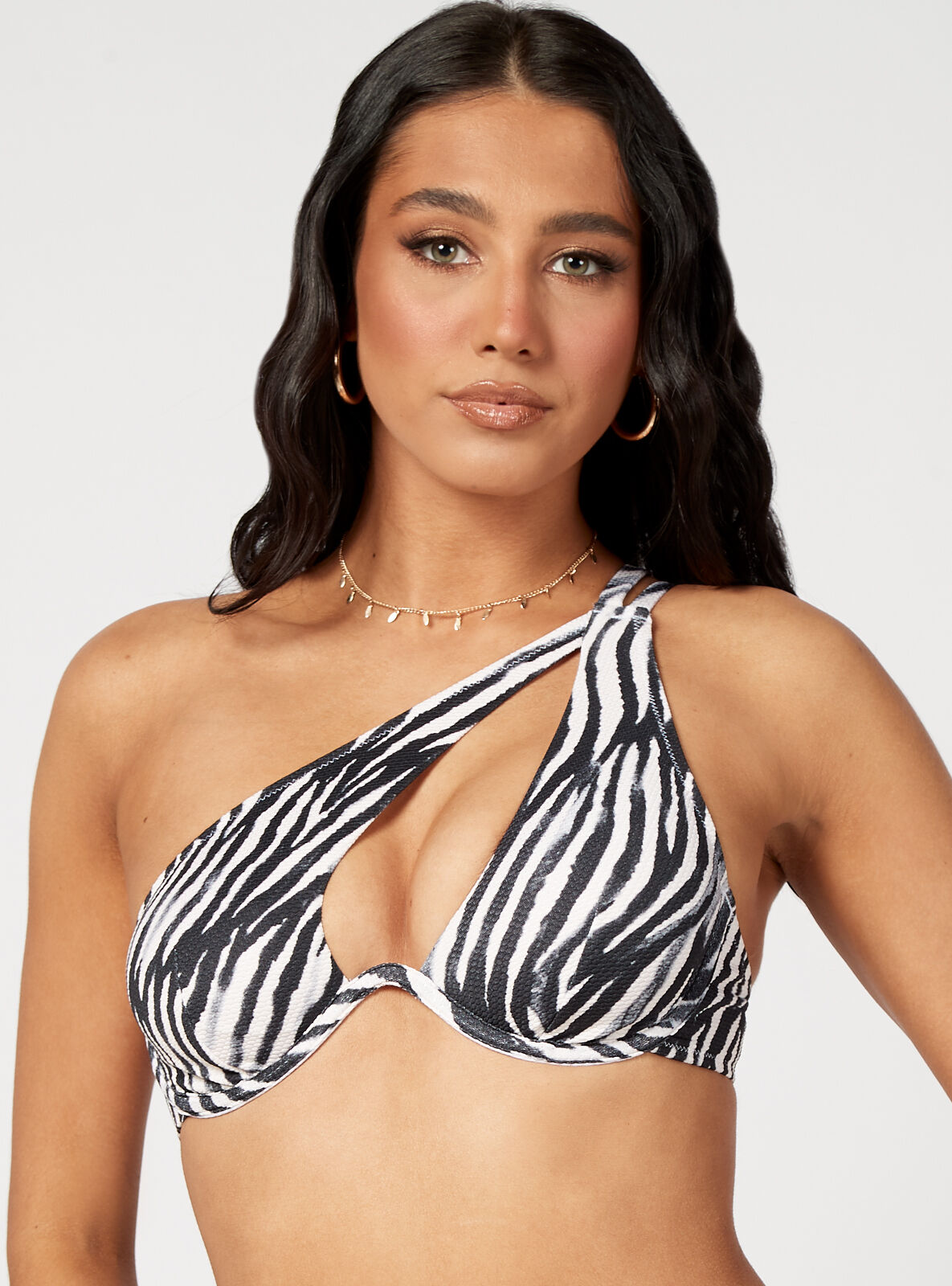 Boux Avenue Ibiza zebra asymmetric bikini top - Black Mix - 32A