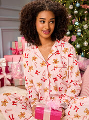 Gingerbread & candy cane fleece pyjamas in a bag