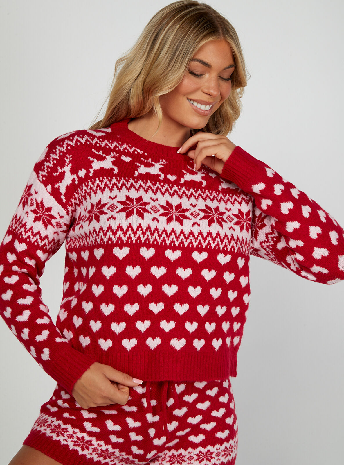 Boux Avenue Fairisle knitted jumper - Red Mix - 14