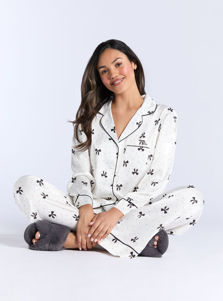 Luxe satin bow pyjama set