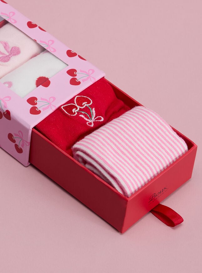 4 pack cherry valentines sock gift box