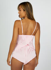 Chiffon frill satin cami set