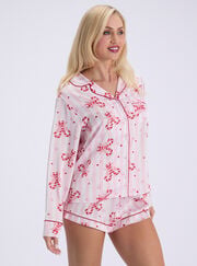 Candy cane satin short pyjama set