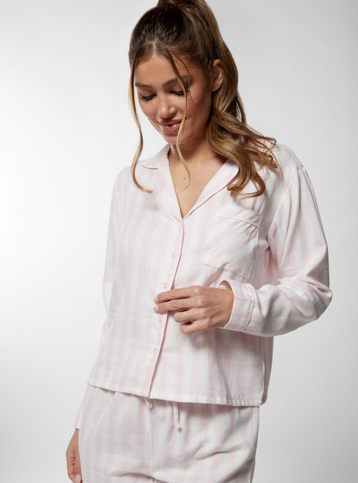 Boux Avenue Stripe cotton pyjama set - Pink Mix - 18