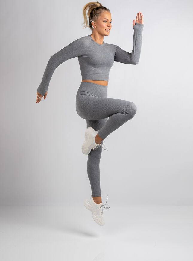 Boux Sport ribbed seamless long sleeve crop top