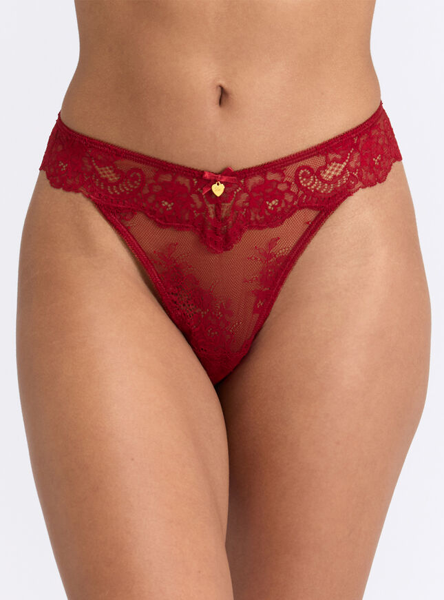 Amber lace thong