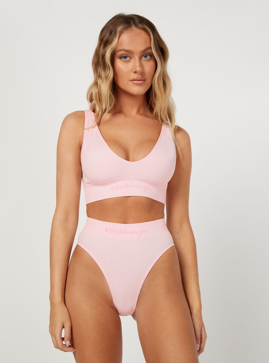 Boux Avenue Ribbed seamless lounge brief - Light Pink - L