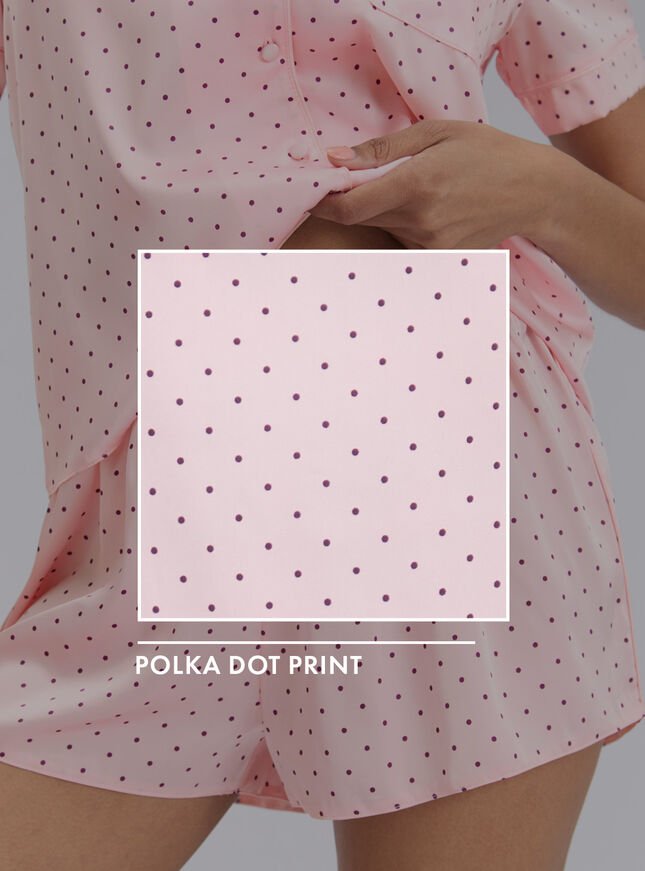 Polka dot satin short pyjama set