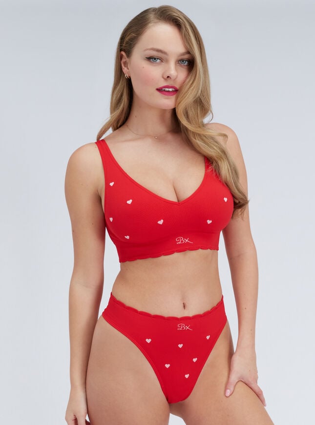 Heart embroidered seamless bralette