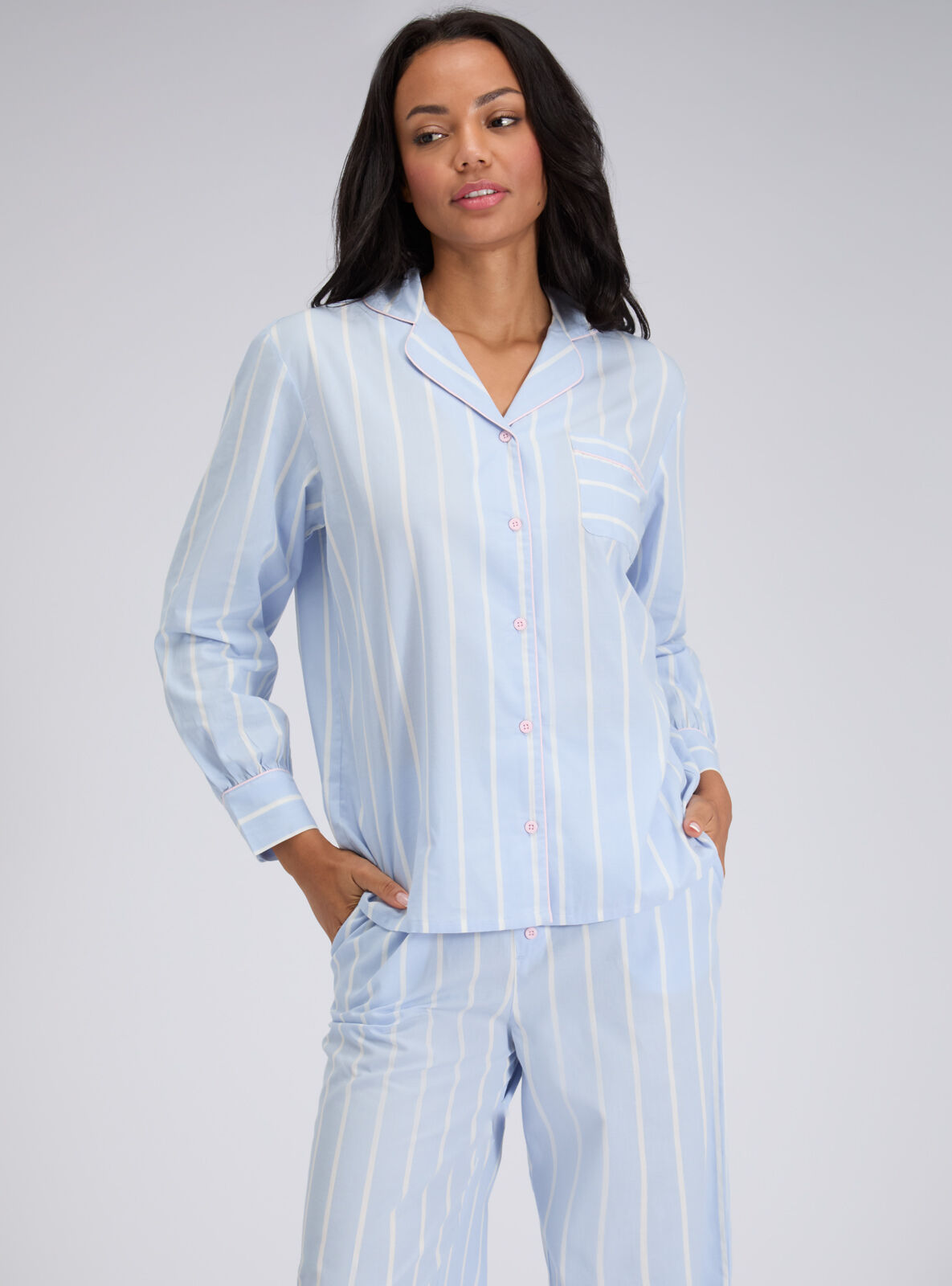 Boux Avenue Stripe cotton pyjama set - Dove - 06 Boux Avenue Stripe cotton pyjama set - Dove - 06