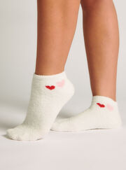 2 pack heart fluffy trainer socks