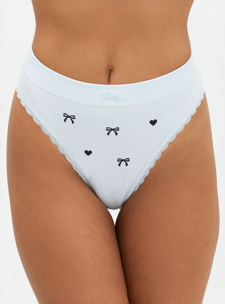 Bow embroidered seamless thong