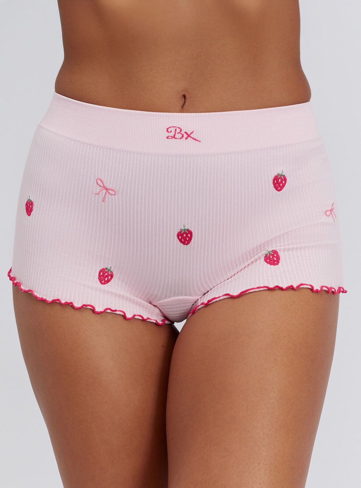 下着・アンダーウェア draw Flower Dots Bra Flower Dots Shorts Strawberry embroidered seamless shorts | Pink Mix | Boux Avenue UK