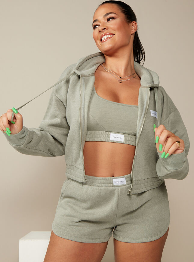 Boux lounge zip-through cropped hoodie