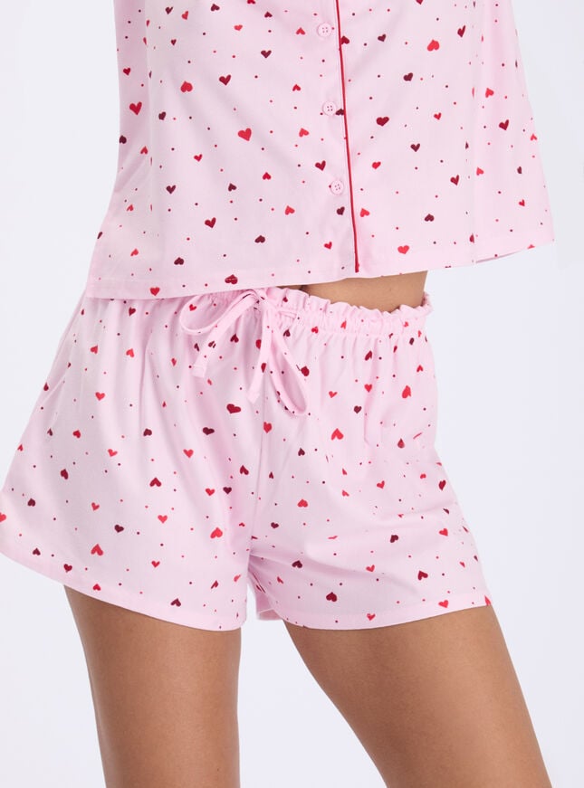 Ditsy heart fleece pyjama shorties in a bag
