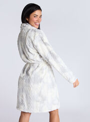 Fluffy ombre midi dressing gown