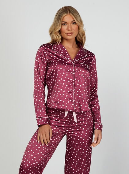 Heart satin revere and pant set