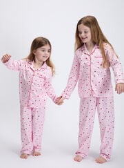 Kids' ditsy heart fleece pyjamas in a bag
