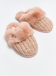 Sparkle chenille knit mule slippers