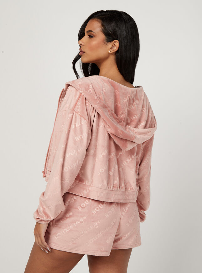 Embossed Velour Hoodie Boux Avenue