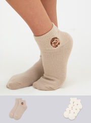 2 pack hedgehog knitted trainer socks