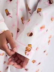 Coffee bar fleece pyjamas in a bag