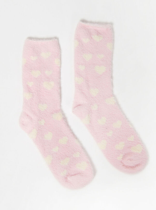 Heart print cosy socks