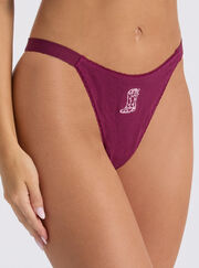 Gigi cowgirl embroidered high leg thong