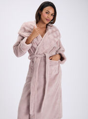 Heart fur trim long dressing gown