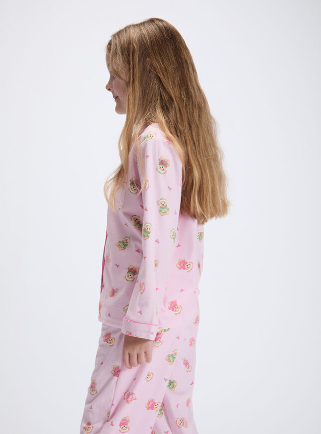 Kids' teddy bear fleece pyjamas in a bag