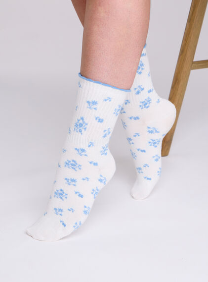 Floral cotton ankle socks