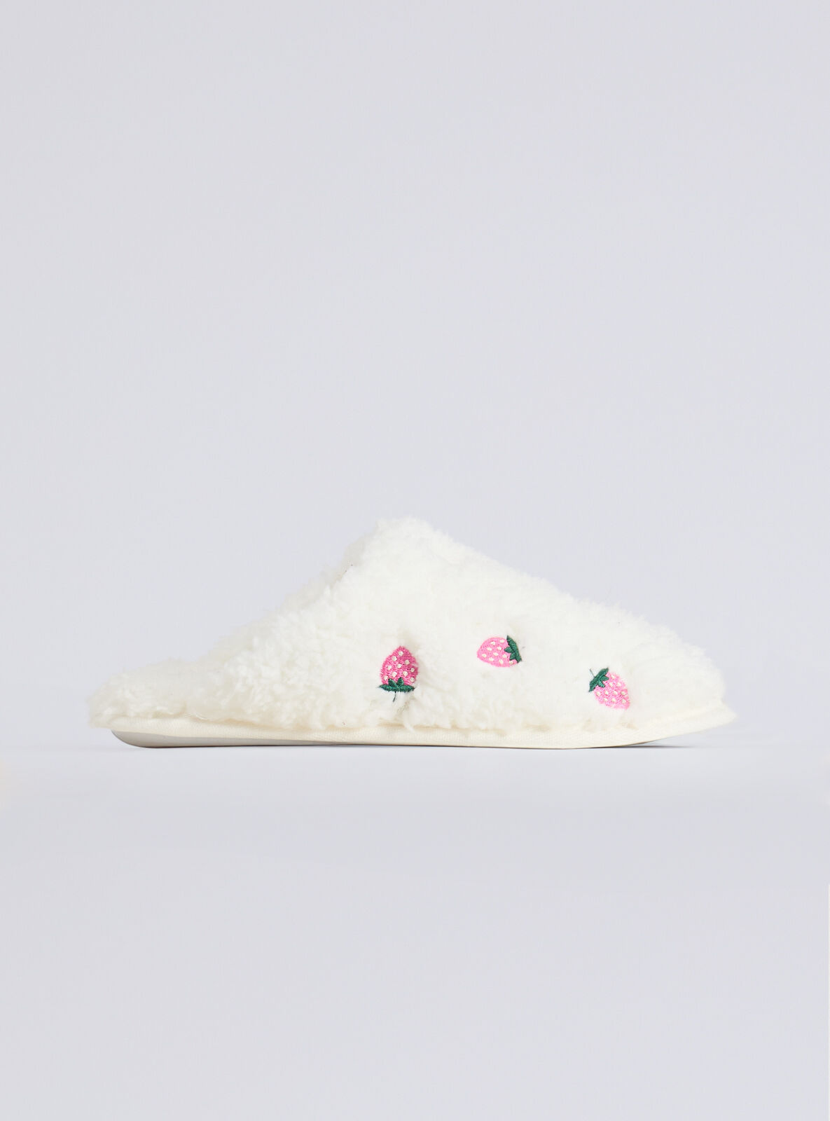 Boux Avenue Strawberry embroidered mule slippers - Ivory Mix - 3-4