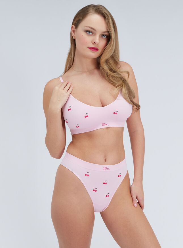 Cherry embroidered seamless bralette