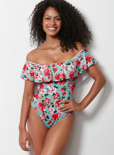 Stawberry floral bardot swimsuit