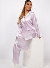 Marnie satin and lace long-sleeve revere set
