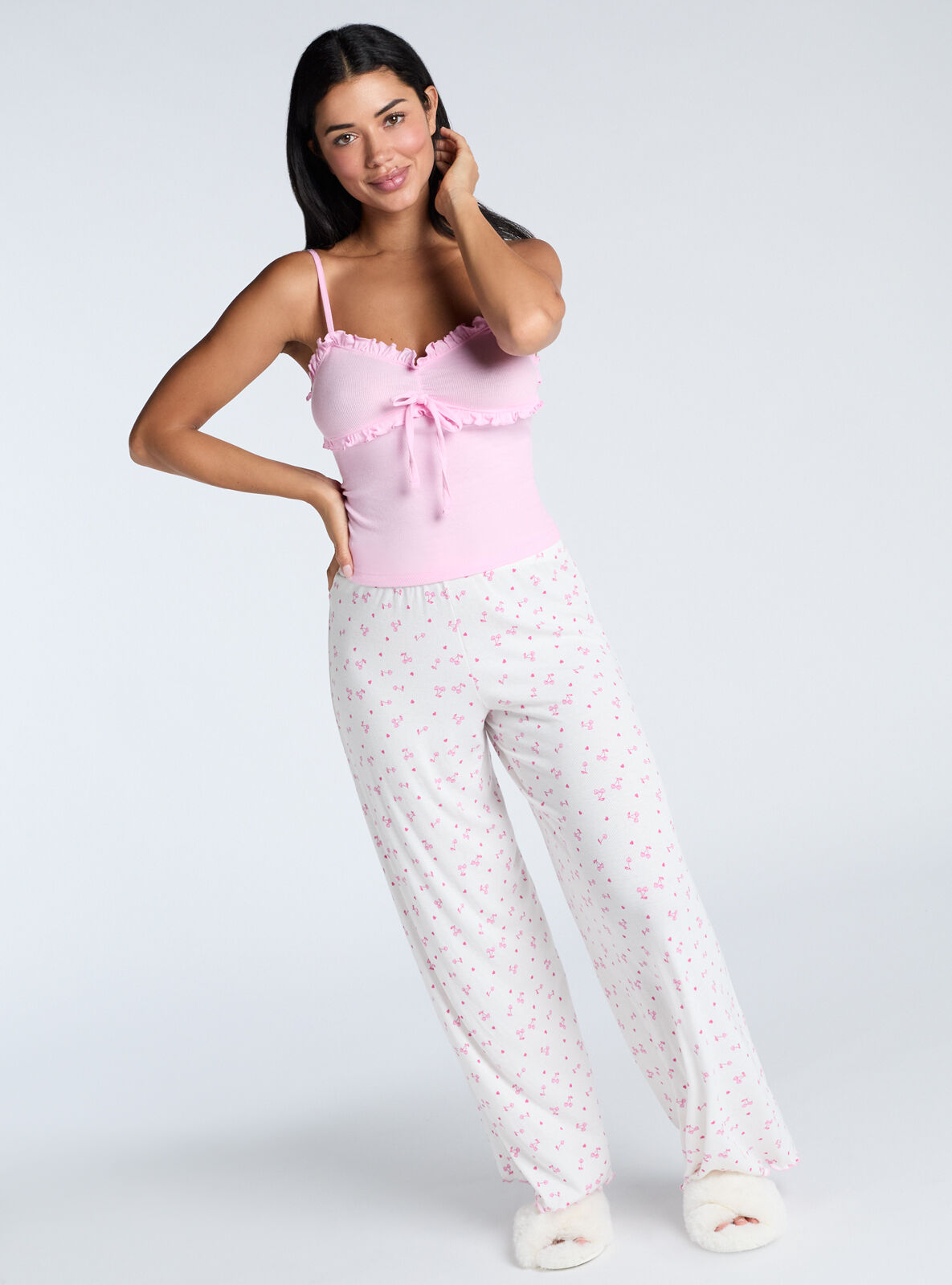 Ribbed cami cherry pyjama set Boux Avenue UK