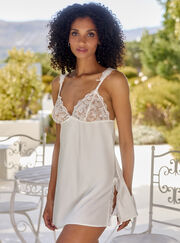 Tara satin butterfly embroidered chemise