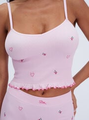 Candy cane embroidered seamless cami top