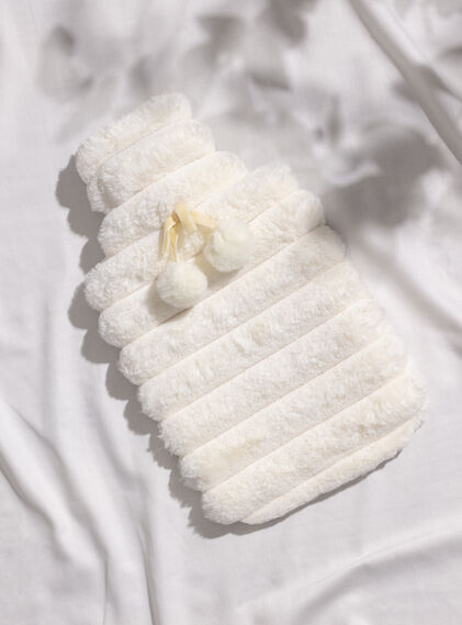 Ivory ribbed hot water bottle