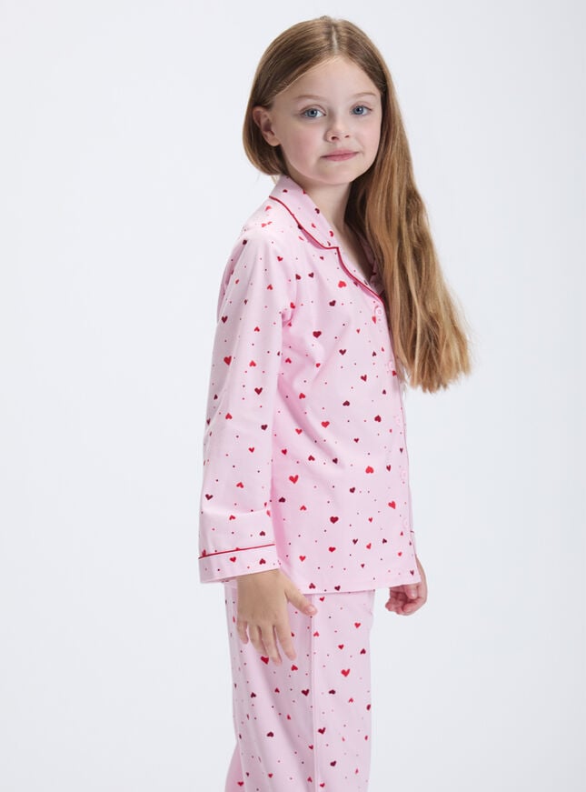 Kids' ditsy heart fleece pyjamas in a bag