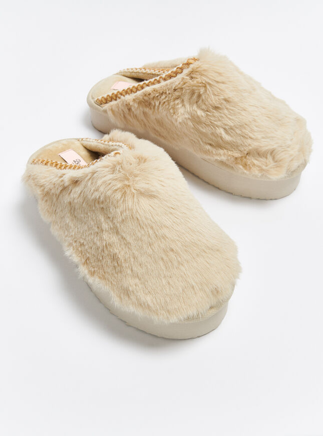 Platform mule slippers | Oatmeal | Boux Avenue UK
