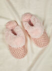 Chenille knitted mule slippers